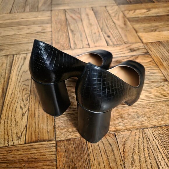 Nine West animal embossed Begonia Block Heel Square Toe Dress Pumps Sz 7 - Picture 1 of 8